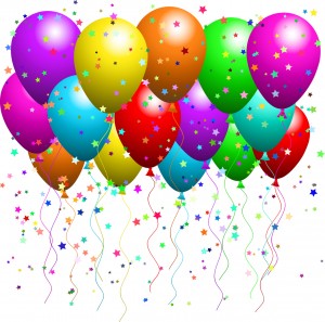 Clipart Illustration of a Bunch Of Floating Party Balloons With